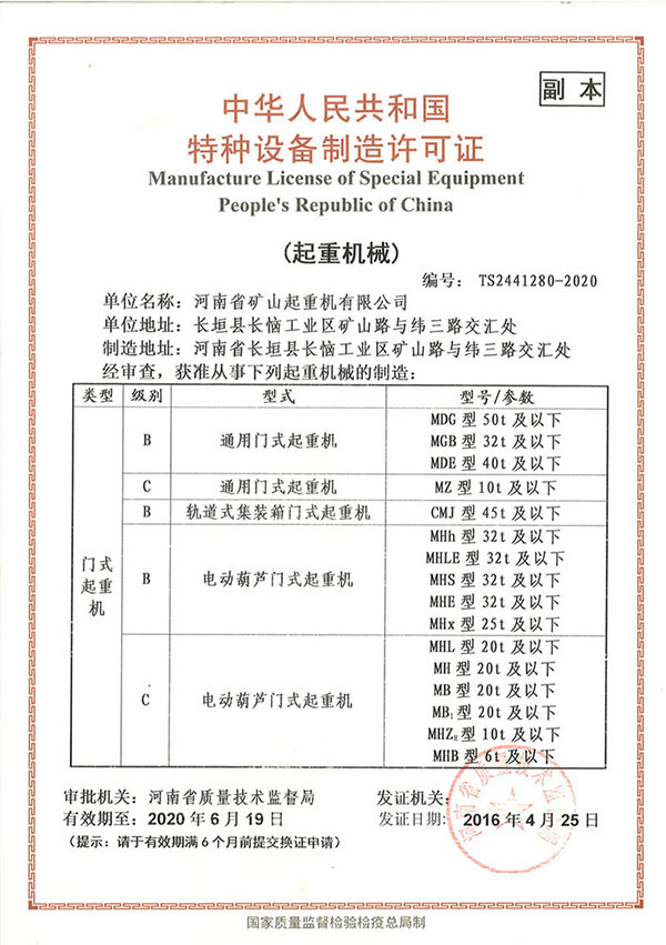 Manufacture License